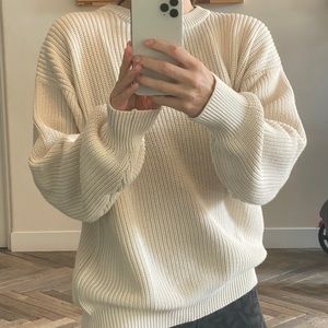 Knit Sweater in Cream cozy relaxed fit